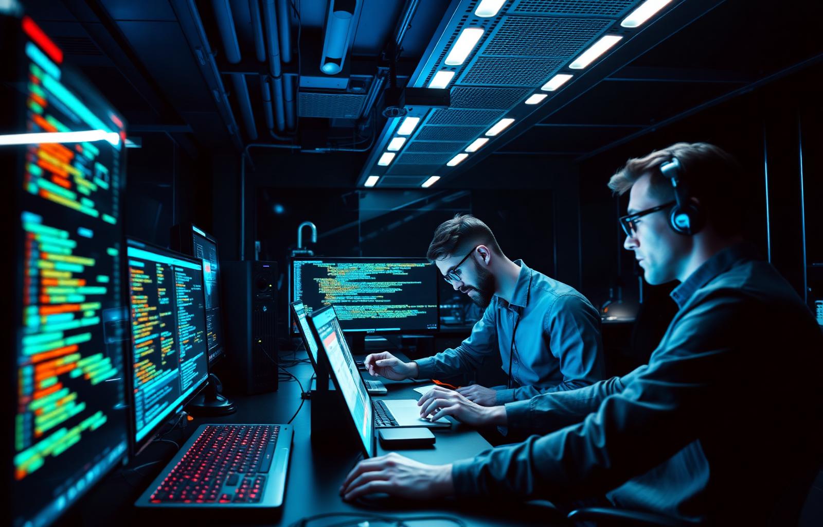 Engineers collaborating on production systems